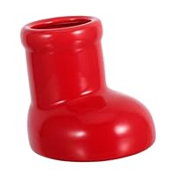 TOPBATHY Red Ceramic Boot Flower Vase for Christmas Decor Smooth Farmhouse Planter for Living Room Study and Office Shelf Ornament Unique Vase Enhancing Festive Atmosphere