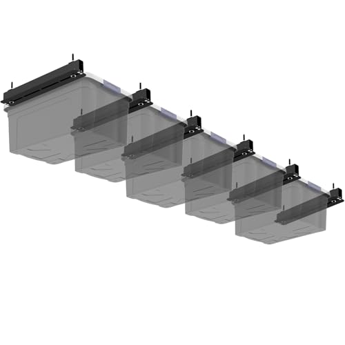 Fixirons 6-Pack Overhead Storage Rack, Ceiling Rack for Bin Organization, Heavy-Duty Garage Support for Most Containers (for 5 Bins) by Fixirons - Used condition - US$48.45