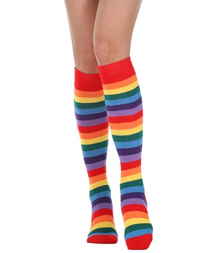 Image of Striped Knee High Socks for Women Outdoor Sport Athletic Stripe Casual Tube Socks