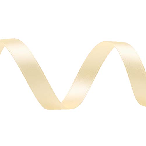 Image of Solid Color Double Faced Ivory /Gream Satin Ribbon 1 /2 inch X 50 Yards, Ribbons Perfect for Crafts, Wedding Decor, Bow Making, Sewing, Gift Package Wrapping and More