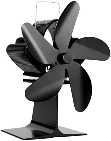 Adifare 5 Blade Stove Fan, Heat Powered Fireplace Fan Quiet Fireplace Fan Circulating Warm Air Saving Fuel for Wood Log Burner Fireplace Gas/Pellet/Wood/Log Burning Stove (Black)((order remark black))