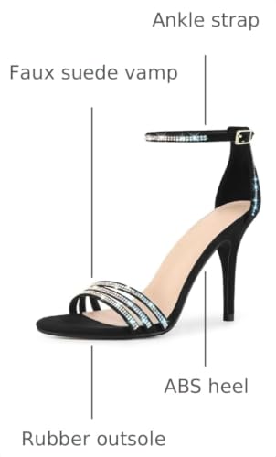Allegra K Allegra K Women's Rhinestone Ankle Strap Open Toe Black Stiletto Heels Sandals - 7 M US