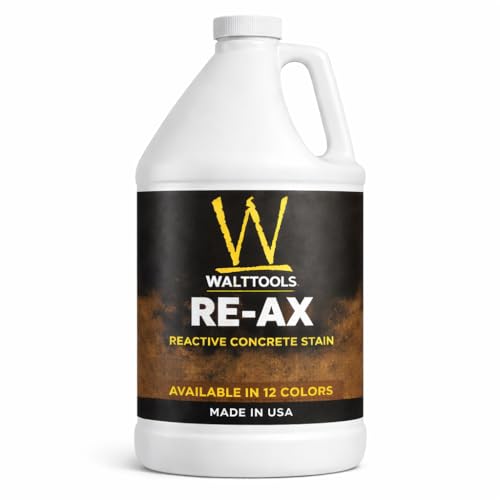 Walttools | Re-Ax: Reactive Concrete Stain for Concrete, Masonry, Stucco, Mortar, Grout, & Cement Surfaces (1 GAL Bottle) - Similar to Acid Stain w/o Need to Neutralize