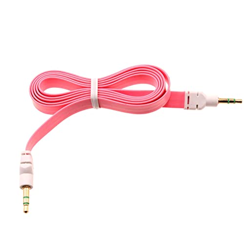 Cable auxiliar jack 3.5mm plano color rosa 3 pies miniatura 1