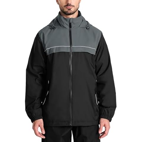 SWISSWELL Mens Rain Jacket Waterproof Windbreaker Hidden Hooded Lightweight Breathable Rain Coat for Golf Hiking Cycling Cover