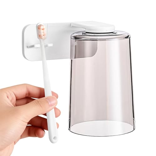 Vasos Para Enjuague Bucal - Soporte Magnético Adhesivo Para Cepillos De Dientes | Vaso De Enjuague Y Dispensador Individual De Cepillo De Dientes - Para Baño Ducha Hogar Residencia Oficina Hotel Autoc