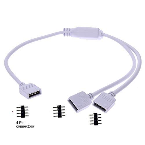 Protium 4-Pin 1 to 2 PC Splitter Cable for DC Light Strips, Not Compatible with High voltage 220V Strip Light (RGB)-White-image-5