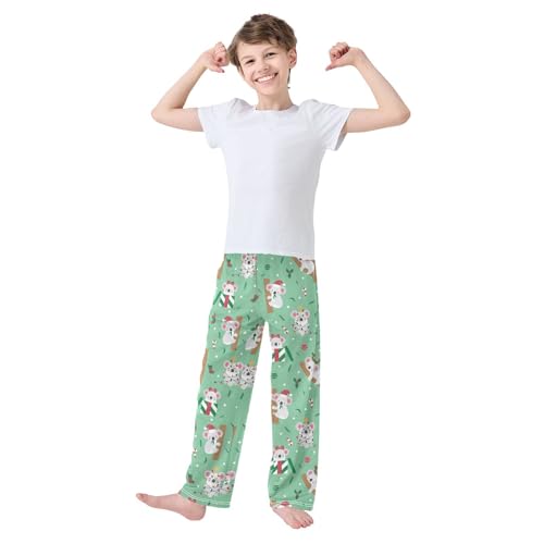 Merry Christmas Koala Boys Long Pants Soft Trousers Elastic Waist Kids Lounge Bottoms with Pockets S-XL2