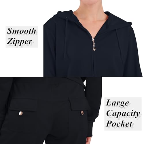 Image of LeeHanTon Womens Jogging Suits Sets Running Outfit Zipper Warm Up 2 Pieces Hoodie and Pant Tracksuit
