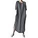 Übergröße Cotton Leinen Shirt Freizeitkleid Für Damen,Rundhalsausschnitt Kurzarm Kaftan Kleider Maxikleid Strandkleider Boho Sommerkleid,Langes Kleid mit Taschen(B-Dunkelgrau,S)