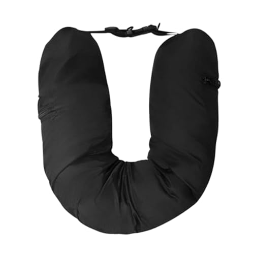 ネックピロー 持ち運び コンパクト、飛行機用の U 字型トラ ネックピロー 、チューブ枕飛行機用の服を詰めるポータブル枕旅行収納袋、洗えるカバー 収納ポーチ付き、首腰サポート用の軽量ポータブルスリーパーホールドピロー