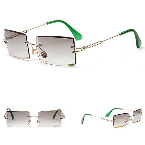 Lunettes de soleil UV400 femme MUTYNE rectangle sans monture verre clair vert