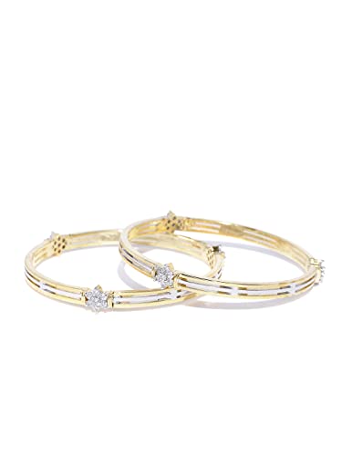 Jewar Bangles Indian Rajasthani Handmade Meena Work Gold Plated Ad Traditional Jewelry gifting wedding 6364 (2 pcs silver golden white, 2.10)