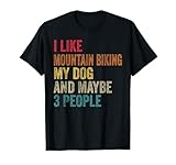 I Like Mountain biking My dog & Maybe 3 People Vintage T-Shirt for Men Women