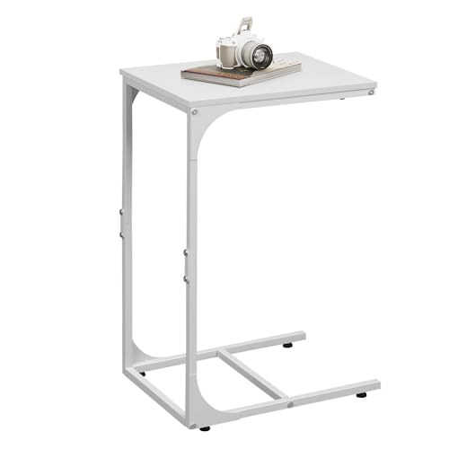 WLIVE Beistelltisch Couch, C Form Sofatisch, 30 x 40 x 62 cm, Beistelltische fürs Wohnzimmer, Schlafzimmer, Balkon (1, Weiß)