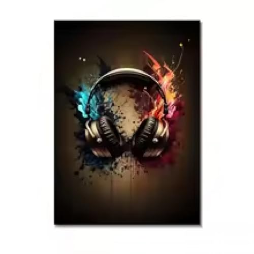 Casque coloré néon affiche vintage déco murale 50x70 cm
