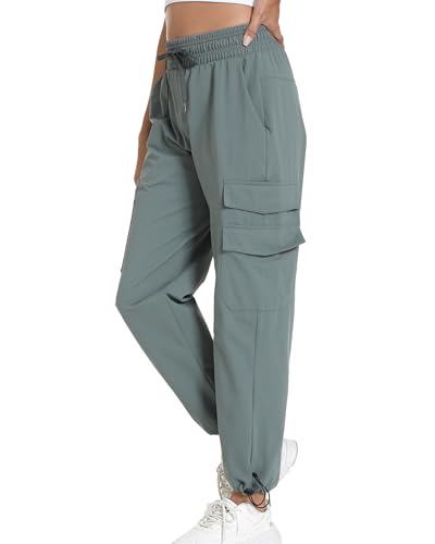 Image of Women's Joggers with Pockets, Hiking Cargo Water Resistant Lightweight Pants for Women Workout Athletic Travel Camping