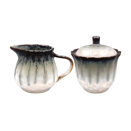 Lesser & Pavey Elements Reactive Glaze Sugar & Cream Set | Elegant Ceramic Sugar Bowl & Creamer Jug | Stylish Coffee & Tea Accessories for Home & Café | Durable Kitchen Essentials