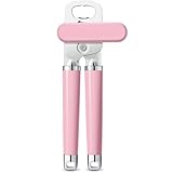 Urbanstrive XL Large Heavy Duty Can Opener Manual Smooth Edge, Hand Held Can Openers for Seniors, Stainless Steel, Comfortable Handle, Built-in Bottle Opener, 8.66 inch Pink