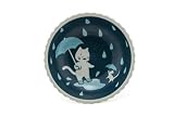 Needzo Japanese Blue Cat with Umbrella and Mouse Design Bowl, 6 1/4 Inch