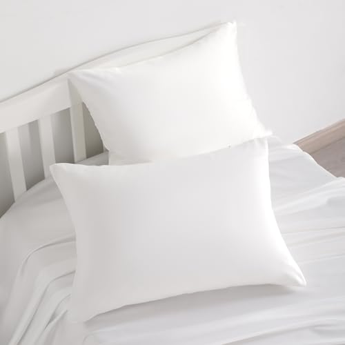 NTBAY Zippered Silk Satin Toddler Pillowcases - 2 Pack Hidden Zipper 13x18 Pillowcases - Luxury and Silky Baby Travel Pillow Covers, White — view 6