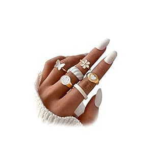 KISS WIFE Cute Rings Aesthetic Rings for Girls Women Y2K Preppy Jewelry Stackable Joint Finger Rings for Teen Girls Gold…