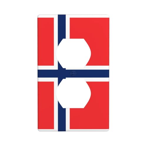 Phayah Placa de pared dúplex con patrón de bandera noruega, tamaño estándar, policarbonato termoplástico, tapas de enchufe dobles