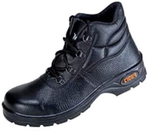 Tiger Black, Leather High Ankle Leopard Steel Toe Men's Safety Shoes (12 UK)