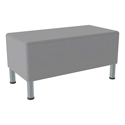 Image of Sprogs 12 inch H Structured Rectangle Stool -Flexible Modular Collaborative Soft Seating for Office, Home, Lounge and School Classrooms with Durable Frame & Set of 6 inch Legs Add-on -Blue