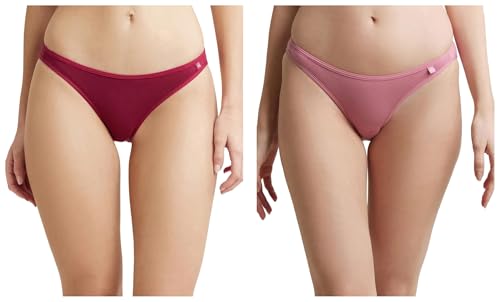 Image of Jockey SS02 Women's Super Combed Cotton Elastane Stretch Low Waist Bikini with Concealed Waistband and StayFresh Treatment (Colors & Prints May Vary) (Pack of 2)