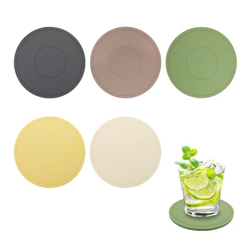 MultiValue Posavasos, 5PCS Posavasos Silicona Suave de Colores para Té Sottobicchieri Anticípalo Aislamiento Espesado Posavasos Resistentes al Calor para Taza Oficina Cocina Regalos de Bienvenida