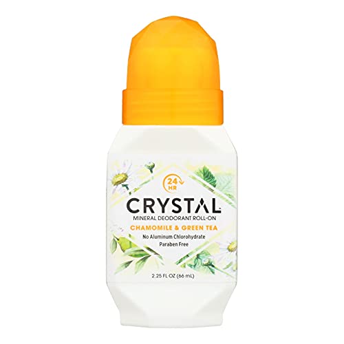 Crystal Essence Mineral Deodorant, Roll-On Chamomile and Green Tea, 2.25 Fluid Ounce