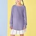 Girls Thumb Holes Long Sleeve Shirts Kids Crewneck Curve Hem Side Slit Soft Tunic Tops Teens (Purple, 9-10 Years)