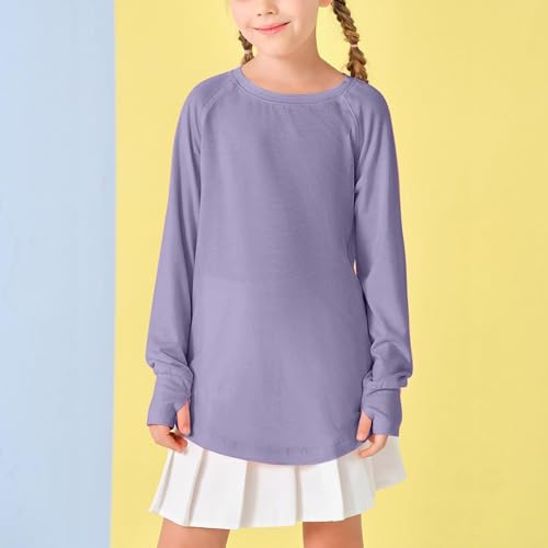 Girls Baggy Long Sleeve Tshirt for Kids Soft Lightweight Loose Crewneck Sweatshirts Round Neck Solid Casual Tops2