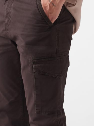 Image of The Souled Store Solids: Navy Blue Mens Regular fit Button Cotton Cargo Pants