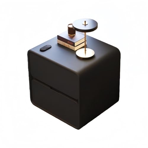 Vifpyナイトテーブル、木製、二層収納、引き出し式、小物を収納可能、シンプルなデザイン、コンパクト、安定性と耐久性、お手入れ簡単、寝室、リビングルーム、書斎などに最適、 (ブラック,35x40x47cm)