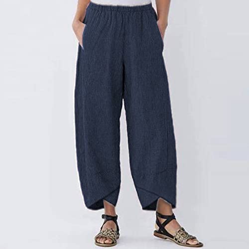 Calça feminina dos anos 80 para lazer de verão confortável algodão personalizado plus size calça fem