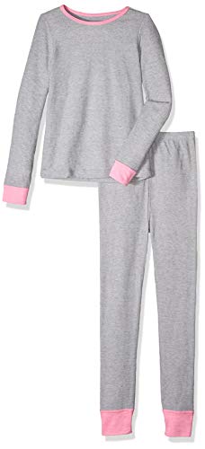 Fruit of the Loom Big Girls' Waffle Thermal Underwear Set, Light Grey Heather, 6/6X