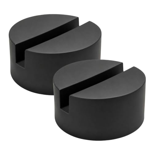 XJVSS 2PCS Car Jack Stand Pad, Rubber Pinch Weld Side Frame Rail Protector Slotted Floor Jack Pad, Heavy Duty Round Vehicle Lift Floor Jack Protective Pad Adapter, Car Accessories