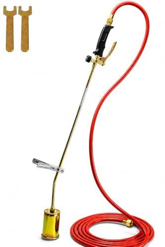 Brûleur à gaz désherbeur 58 kW avec tuyau de 5 mètres, adaptateur et support, brûleur de toiture, désherbage thermique, allume-feu