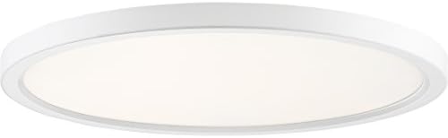 Quoizel Outskirts Round Flush Mount Ceiling Light, 20 Inch White Lustre, Dimmable Integrated LED 2870 Lumens, 27 W, Close to Ceiling Light Fixtures for Hallway, Kitchen, Bedroom or Bathroom