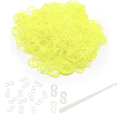 Toyland® Loom Band Refill Pack - 600 Neon Loom Bands with Clips & Hook Included (Yellow)