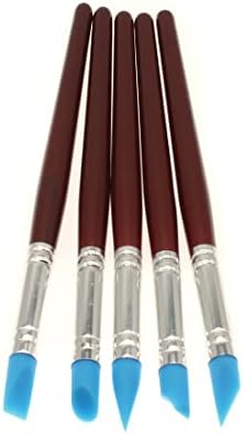 HAJXZH Set of Silicone Shapers Tools 5PCS Rubber Tip Silicon Brushes Silicone Brush Pottery Tool Used for Painting Smearing Clay Modeling Carving Pottery Mud Remove Fingerprints image 5