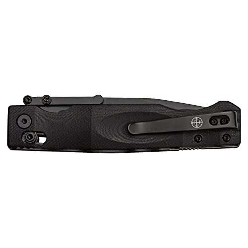 Elite Tactical - Manual Folding Knife W/ Rapid Lock - Guardsman - Fine Edge Drop Point Blade, D2 Steel, Ball Bearing Pivot, Retractable Guard, G10 Handle W/ Deep Carry Pocket Clip, Edc, Et-Fdr012Bk #TOP1