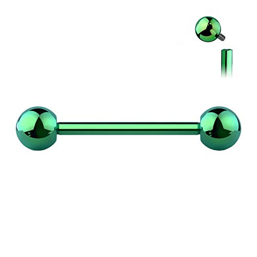 Pierced Owl 14G G23 Implant Grade Solid Titanium Pvd Plated Internally Threaded Nipple Barbells thumb #1