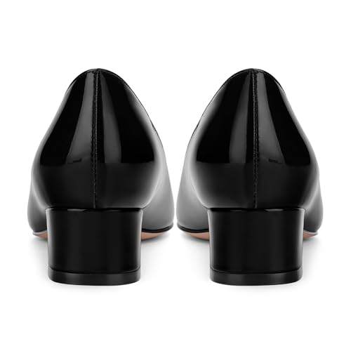 Womens Low Chunky Block Heels, Square Toe Patent Closed Toe Pumps Dress Party Wedding Shoes 1.5 Inch4