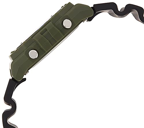 ساعة سوداء بشاشة كلاسيكية رقمية وحركة الكوارتز للرجال من كاسيو، رقم الموديل W-218H-1AVCF, أسود/أخضر