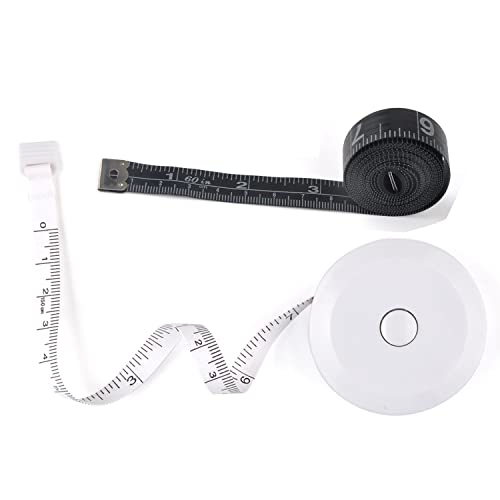WINTAPE 2PCS Measuring Tape for Body,Soft Tape Measure for Body Sewing Fabric Tailor Cloth Craft Measurement Tape，60 Inch/1.5M Pink Retractable Dual Sided Measure Tape Set (White+Black)