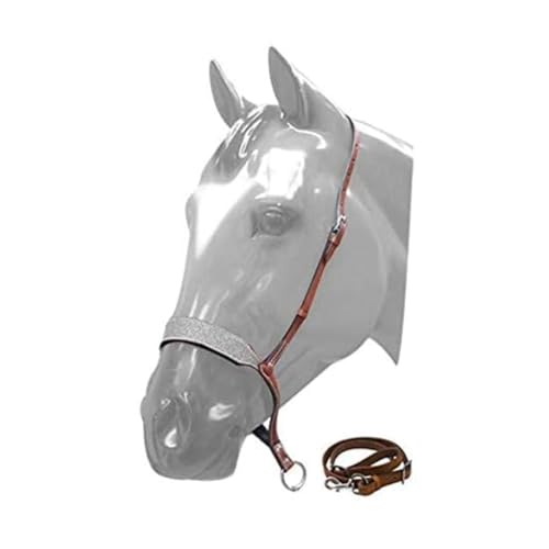 Showman Glitter Overlay Leather Noseband Tie Down & Strap (Silver)