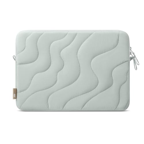 Image of tomtoc 360 Protective Puffy Laptop Sleeve For 16-In Macbook Pro M3 /M2 /M1 Pro /Max A2991 A2780 A2485 2023-2019,Quilted Design Cute Puffer Bag Soft Lightweight Laptop Case For Girls /Women,Lakeshore,Grey